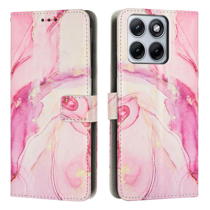 For Motorola Edge 5G 2026 Painted Marble Pattern Leather Phone Case - Rose Gold - EDA007471829C
