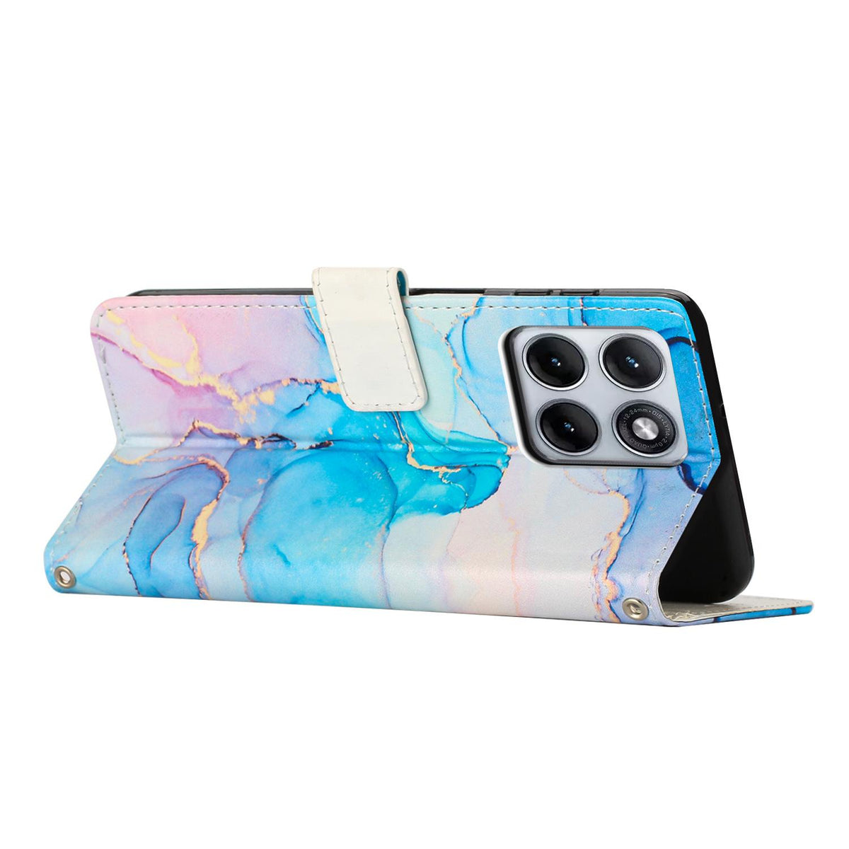 For Motorola Edge 5G 2026 Painted Marble Pattern Leather Phone Case - Pink Green - EDA007471829D