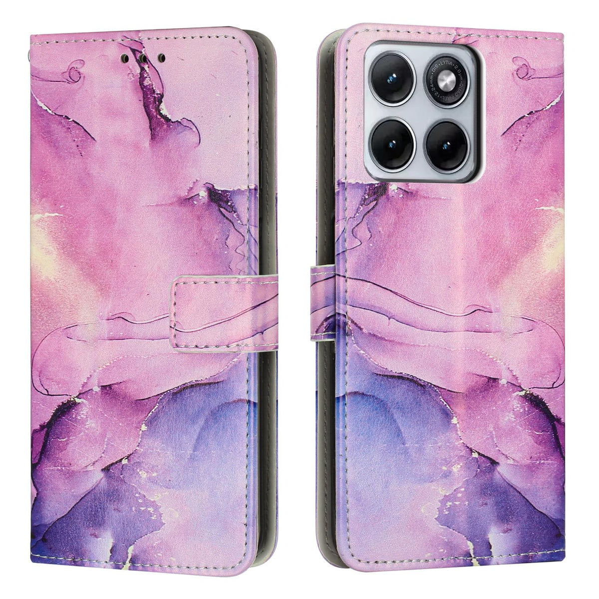 For Motorola Edge 5G 2026 Painted Marble Pattern Leather Phone Case - Purple - EDA007471829E