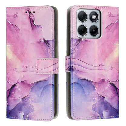 For Motorola Edge 5G 2026 Painted Marble Pattern Leather Phone Case - Purple - EDA007471829E