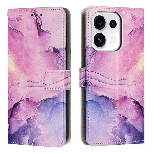 For OPPO Reno16 / Reno16 Pro 5G Global Painted Marble Pattern Leather Phone Case - Purple - EDA007472519E