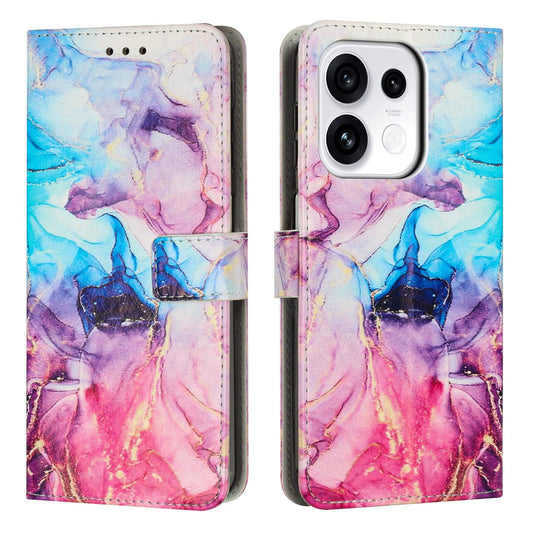 For OPPO Reno16 F / Reno16 FS 5G Painted Marble Pattern Leather Phone Case - Pink Purple - EDA007472520B
