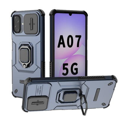 For Galaxy A07 4G Sliding Camshield TPU + PC Shockproof Phone Case with Holder(Blue)