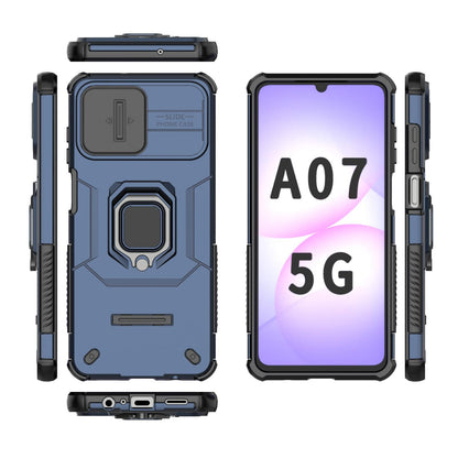 For Galaxy A07 4G Sliding Camshield TPU + PC Shockproof Phone Case with Holder(Blue)