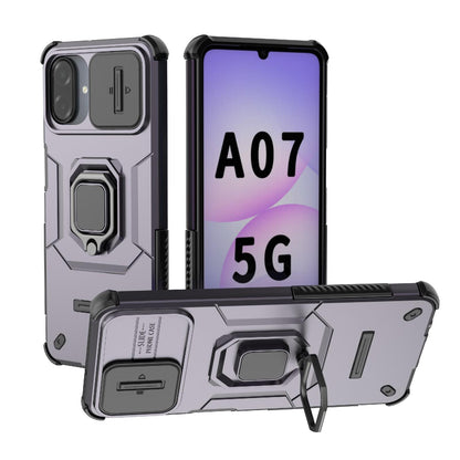 For Galaxy A07 4G Sliding Camshield TPU + PC Shockproof Phone Case with Holder(Purple)