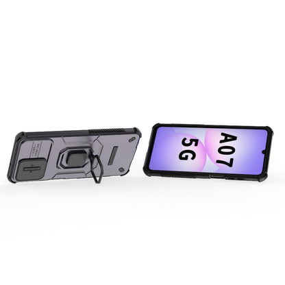 For Galaxy A07 4G Sliding Camshield TPU + PC Shockproof Phone Case with Holder(Purple)