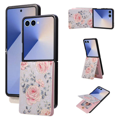 For Galaxy Z Flip8 5G Printed Double Buckle RFID Anti-theft Phone Case - Pastoral Rose - EDA007472907A