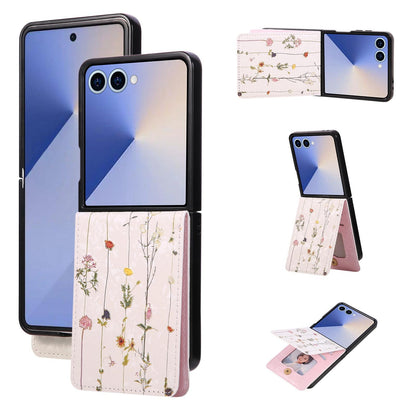 For Galaxy Z Flip8 5G Printed Double Buckle RFID Anti-theft Phone Case - Dried Flower World - EDA007472907B