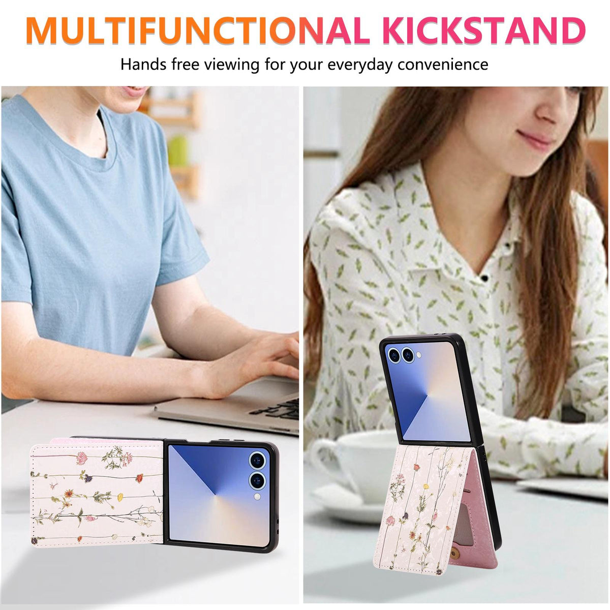 For Galaxy Z Flip8 5G Printed Double Buckle RFID Anti-theft Phone Case - Dried Flower World - EDA007472907B