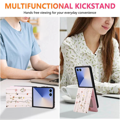 For Galaxy Z Flip8 5G Printed Double Buckle RFID Anti-theft Phone Case - Dried Flower World - EDA007472907B