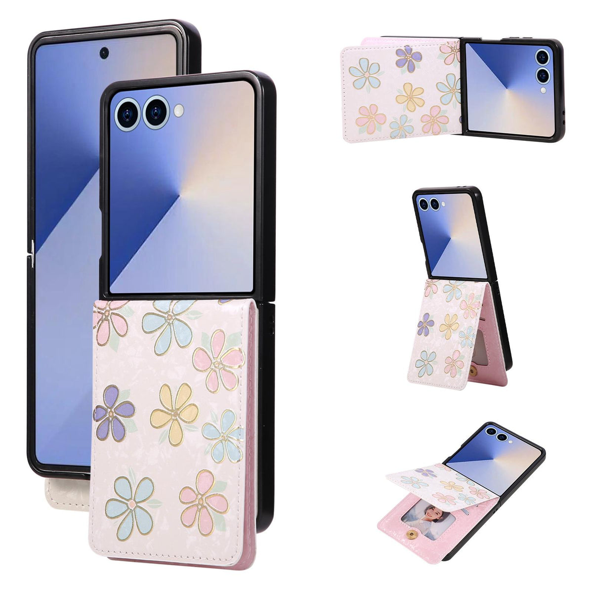 For Galaxy Z Flip8 5G Printed Double Buckle RFID Anti-theft Phone Case - Blossoming Flowers - EDA007472907C