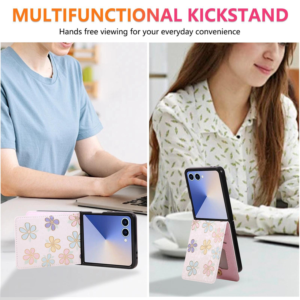 For Galaxy Z Flip8 5G Printed Double Buckle RFID Anti-theft Phone Case - Blossoming Flowers - EDA007472907C