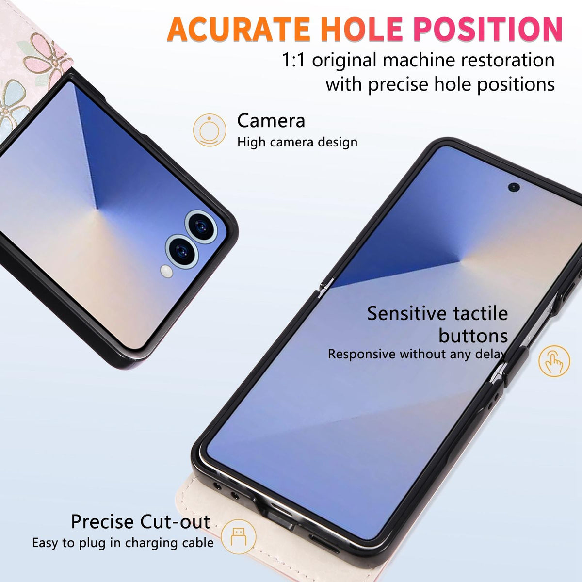 For Galaxy Z Flip8 5G Printed Double Buckle RFID Anti-theft Phone Case - Blossoming Flowers - EDA007472907C