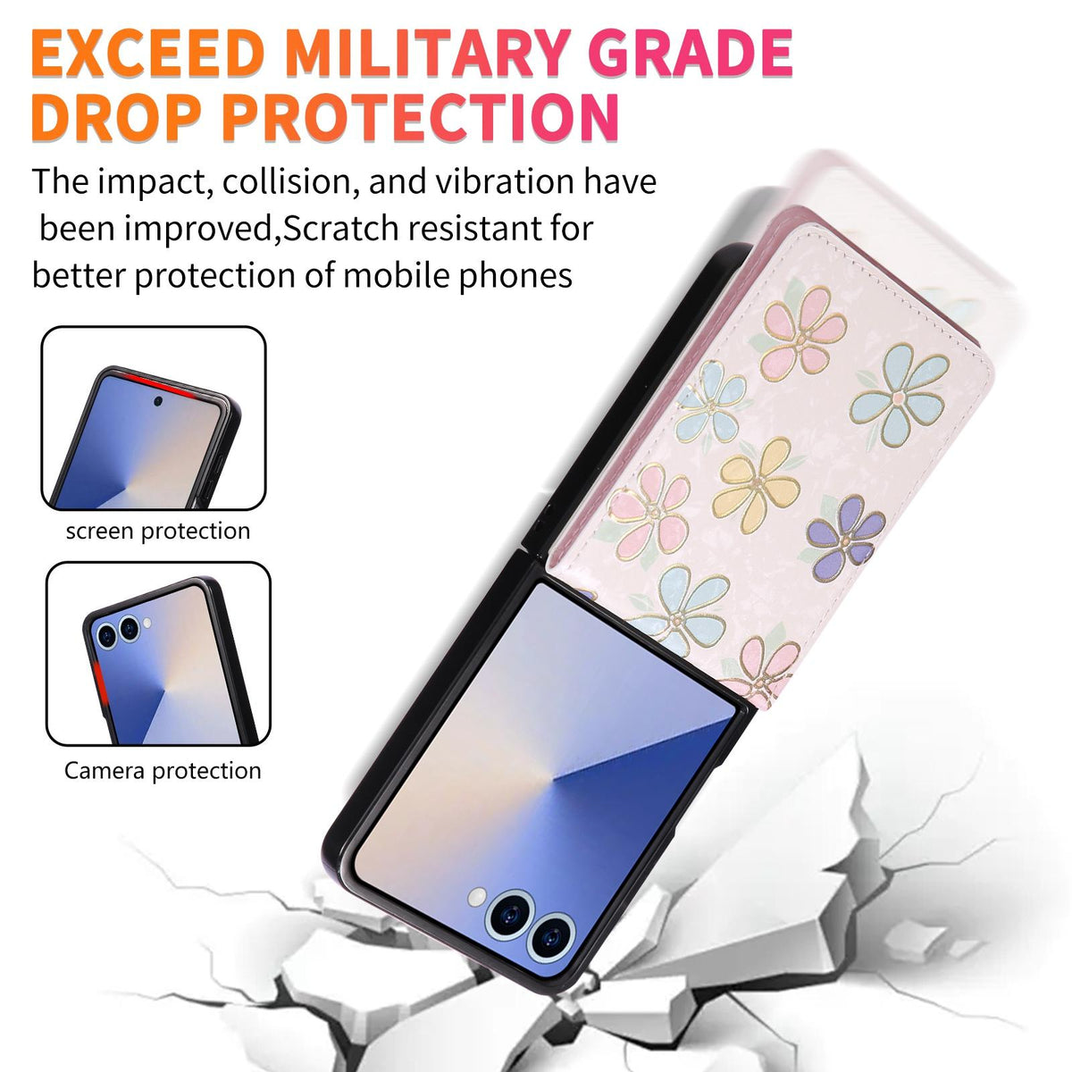 For Galaxy Z Flip8 5G Printed Double Buckle RFID Anti-theft Phone Case - Blossoming Flowers - EDA007472907C