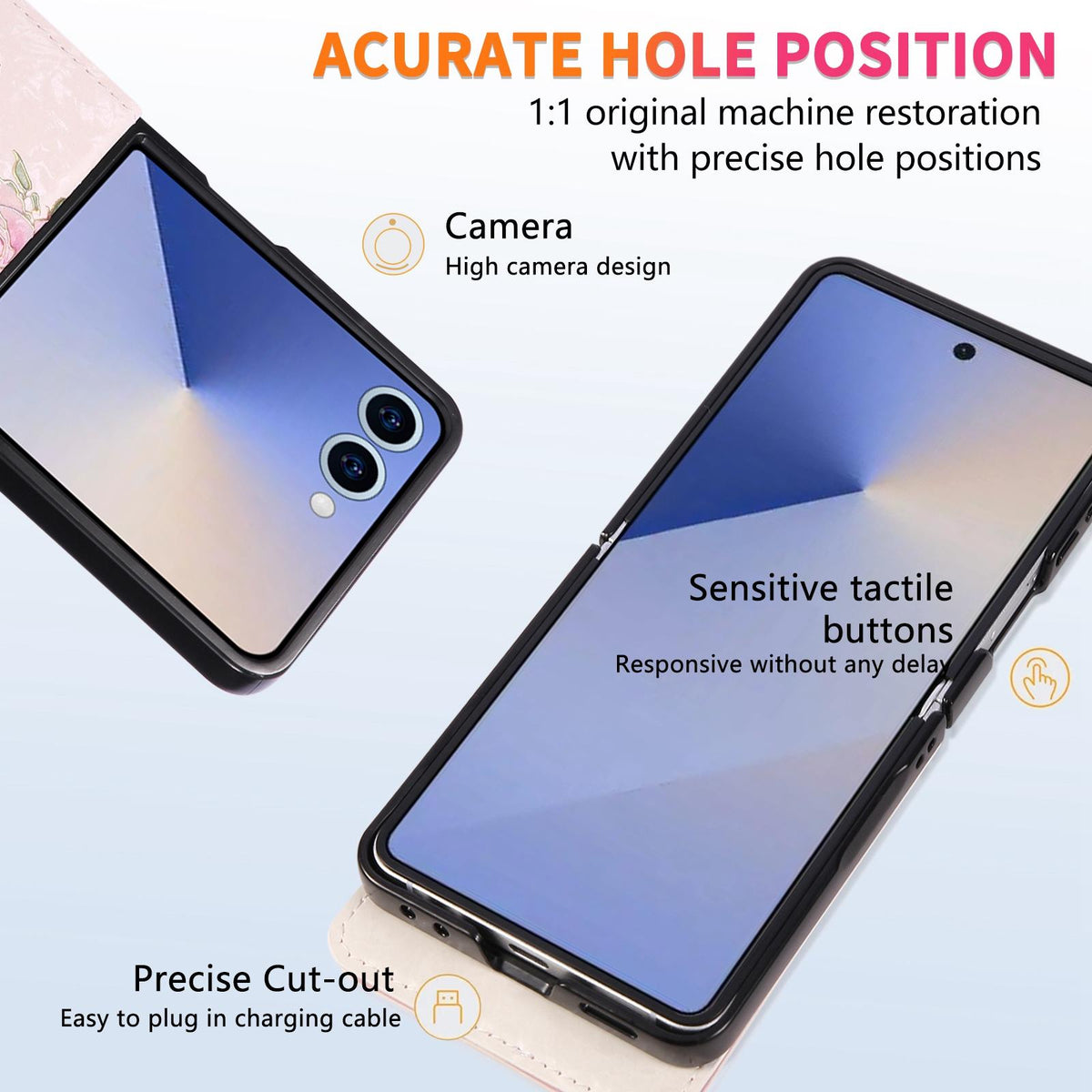 For Galaxy Z Flip8 5G Printed Double Buckle RFID Anti-theft Phone Case - Rose - EDA007472907D