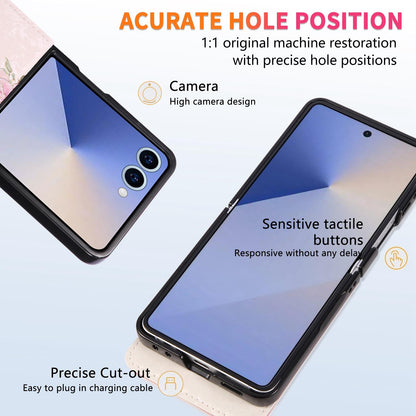 For Galaxy Z Flip8 5G Printed Double Buckle RFID Anti-theft Phone Case - Rose - EDA007472907D