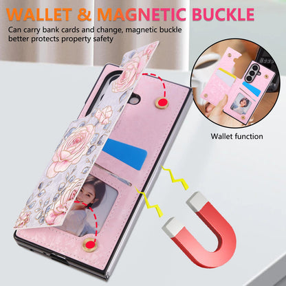 For Galaxy Z Fold8 Ultra 5G Printed Double Buckle RFID Anti-theft Phone Case - Pastoral Rose - EDA007472908A