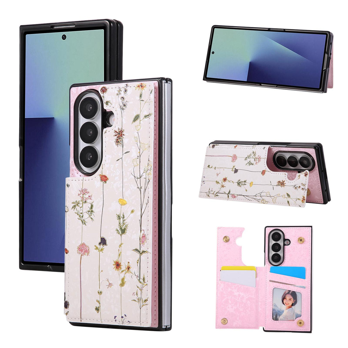 For Galaxy Z Fold8 Ultra 5G Printed Double Buckle RFID Anti-theft Phone Case - Dried Flower World - EDA007472908B