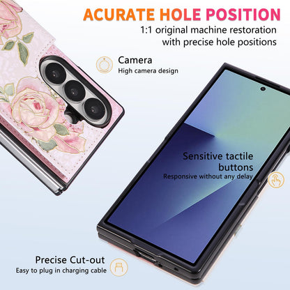 For Galaxy Z Fold8 Ultra 5G Printed Double Buckle RFID Anti-theft Phone Case - Rose - EDA007472908D