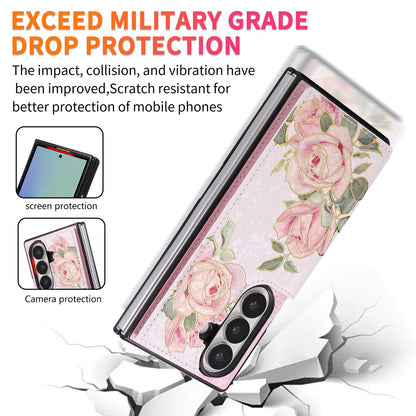 For Galaxy Z Fold8 Ultra 5G Printed Double Buckle RFID Anti-theft Phone Case - Rose - EDA007472908D