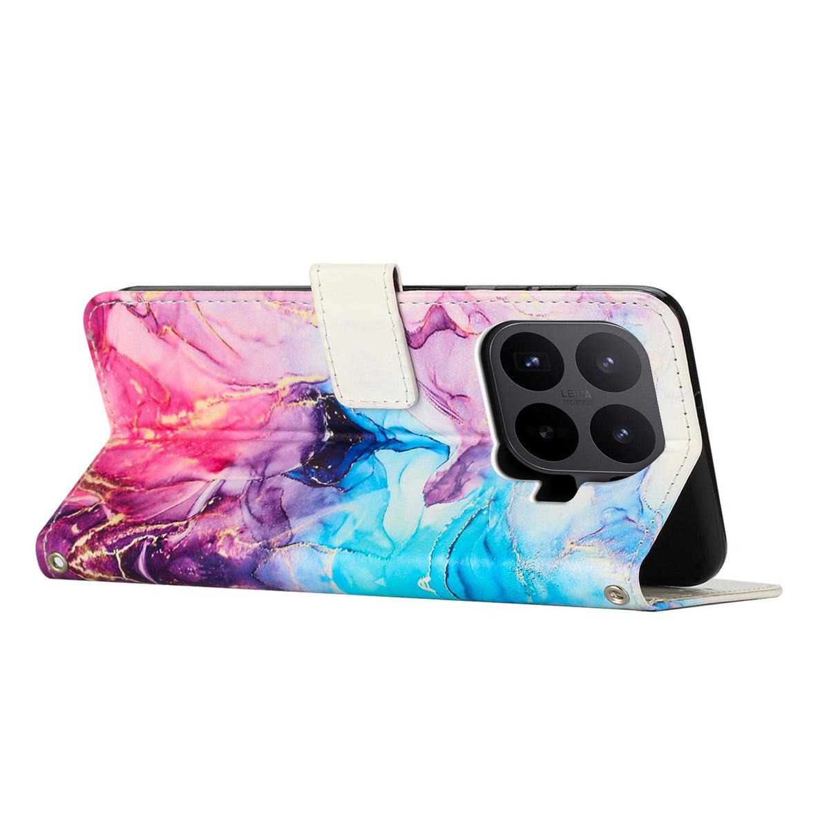 For Xiaomi 17T Pro 5G Painted Marble Pattern Leather Phone Case - Pink Purple - EDA007474219B