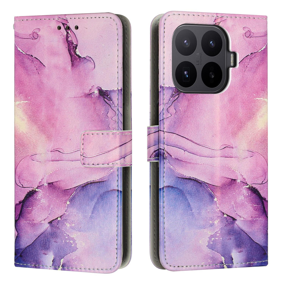 For Xiaomi 17T Pro 5G Painted Marble Pattern Leather Phone Case - Purple - EDA007474219E