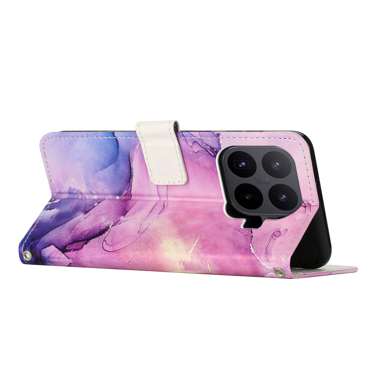 For Xiaomi 17T Pro 5G Painted Marble Pattern Leather Phone Case - Purple - EDA007474219E