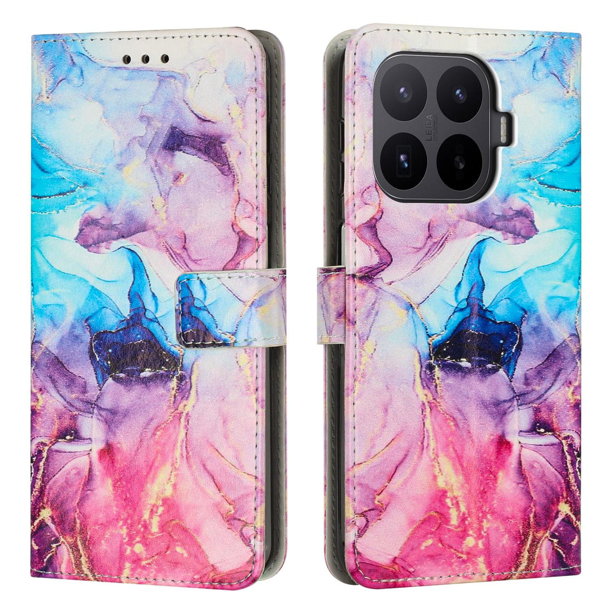 For Xiaomi 17T 5G Painted Marble Pattern Leather Phone Case - Pink Purple - EDA007474220B