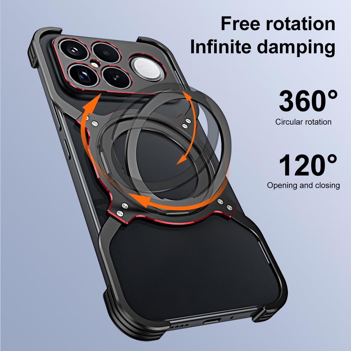 For Redmi K90 Pro Max / Poco F8 Ultra Mechanical Arm Borderless MagSafe Holder Metal Phone Case(Black Red)