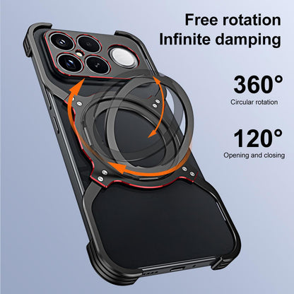 For Redmi K90 Pro Max / Poco F8 Ultra Mechanical Arm Borderless MagSafe Holder Metal Phone Case(Black Red)