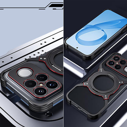 For Redmi K90 Pro Max / Poco F8 Ultra Mechanical Arm Borderless MagSafe Holder Metal Phone Case(Black Red)