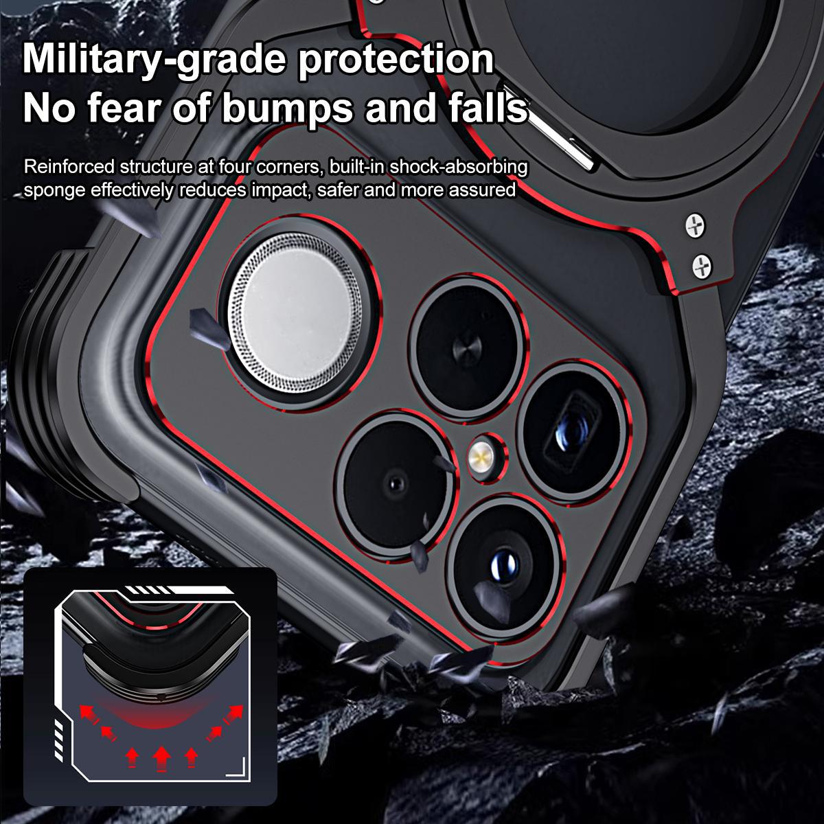For Redmi K90 Pro Max / Poco F8 Ultra Mechanical Arm Borderless MagSafe Holder Metal Phone Case(Black Silver)