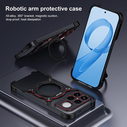For Redmi K90 Pro Max / Poco F8 Ultra Mechanical Arm Borderless MagSafe Holder Metal Phone Case(Silver)