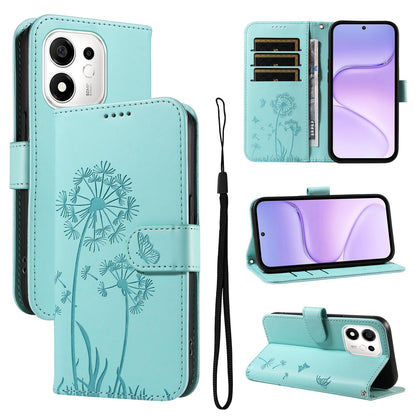For Honor 600 Smart 5G Dandelion Embossed Pattern Flip Leather Phone Case - Green - EDA007483018A
