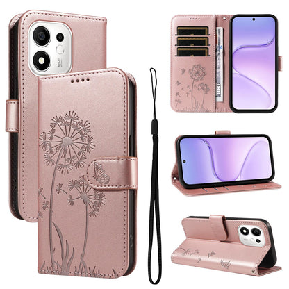 For Honor 600 Smart 5G Dandelion Embossed Pattern Flip Leather Phone Case - Rose Gold - EDA007483018B