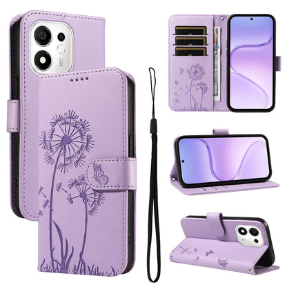 For Honor 600 Smart 5G Dandelion Embossed Pattern Flip Leather Phone Case - Purple - EDA007483018C