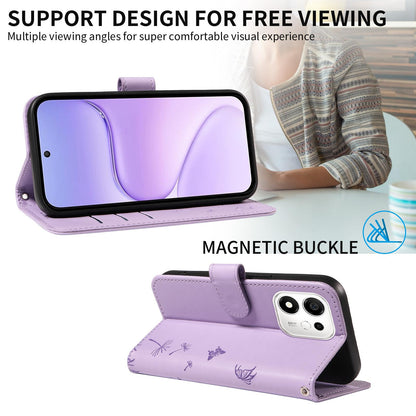 For Honor 600 Smart 5G Dandelion Embossed Pattern Flip Leather Phone Case - Purple - EDA007483018C