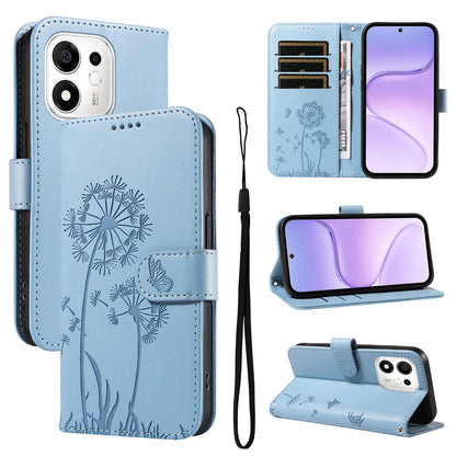 For Honor 600 Smart 5G Dandelion Embossed Pattern Flip Leather Phone Case - Sky Blue - EDA007483018F