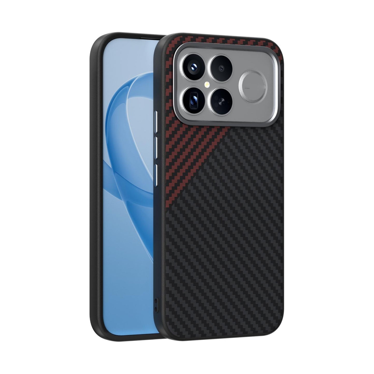 For Redmi K90 Pro Max/Poco F8 Ultra ABEEL C Carbon Fiber Series 6D Micro Relief MagSafe Phone Case(Black Red)