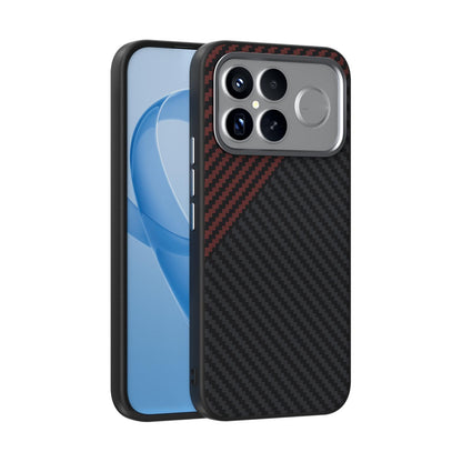 For Redmi K90 Pro Max/Poco F8 Ultra ABEEL C Carbon Fiber Series 6D Micro Relief MagSafe Phone Case(Black Red)