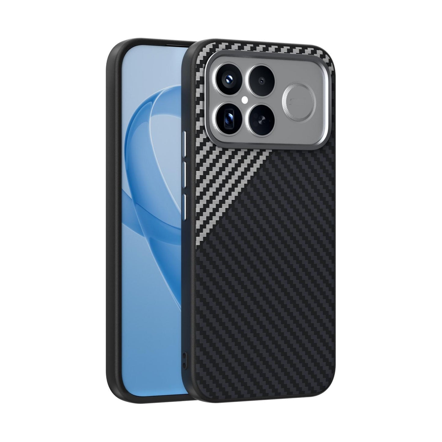 For Redmi K90 Pro Max/Poco F8 Ultra ABEEL C Carbon Fiber Series 6D Micro Relief MagSafe Phone Case(Black Grey)