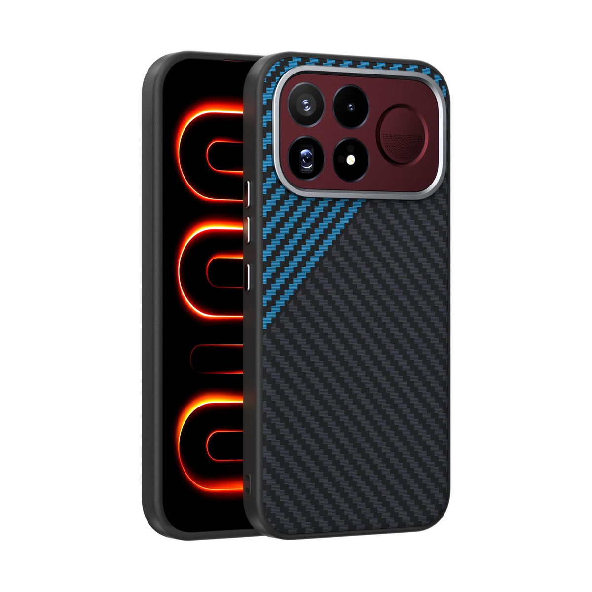 For Redmi K100 Pro Max 5G ABEEL C Carbon Fiber Series 6D Micro Relief MagSafe Phone Case - Black Blue - EDA007485308C