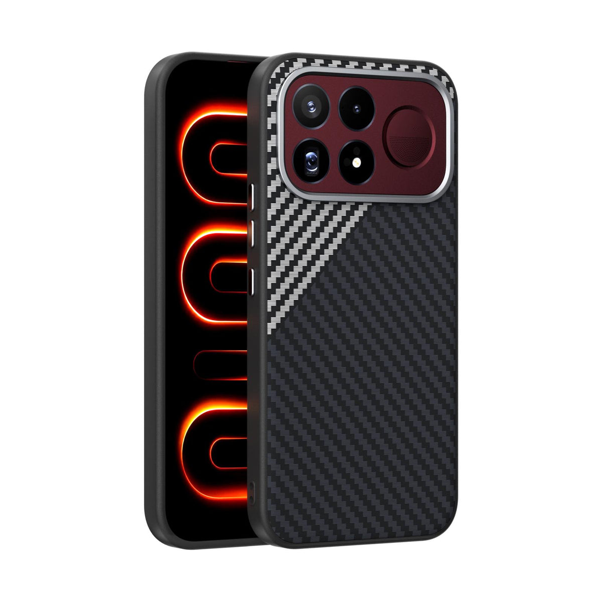 For Redmi K100 Pro Max 5G ABEEL C Carbon Fiber Series 6D Micro Relief MagSafe Phone Case - Black Grey - EDA007485308D