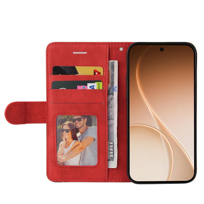 For Honor 600 Smart 5G Dual-color Splicing Flip Leather Phone Case - Red - EDA007487716B