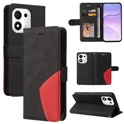 For Honor 600 Smart 5G Dual-color Splicing Flip Leather Phone Case - Black - EDA007487716C