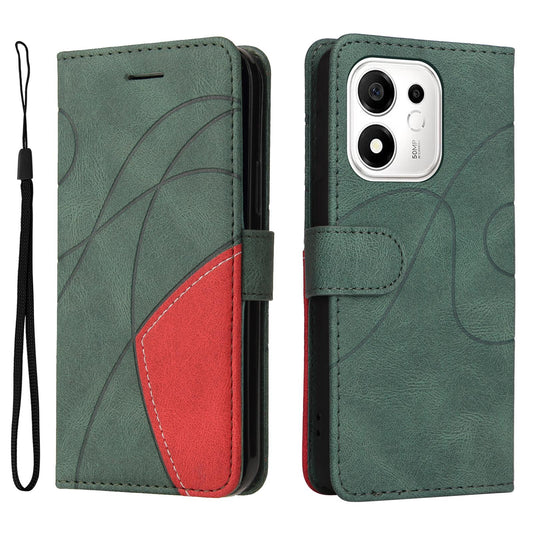 For Honor 600 Smart 5G Dual-color Splicing Flip Leather Phone Case - Green - EDA007487716D