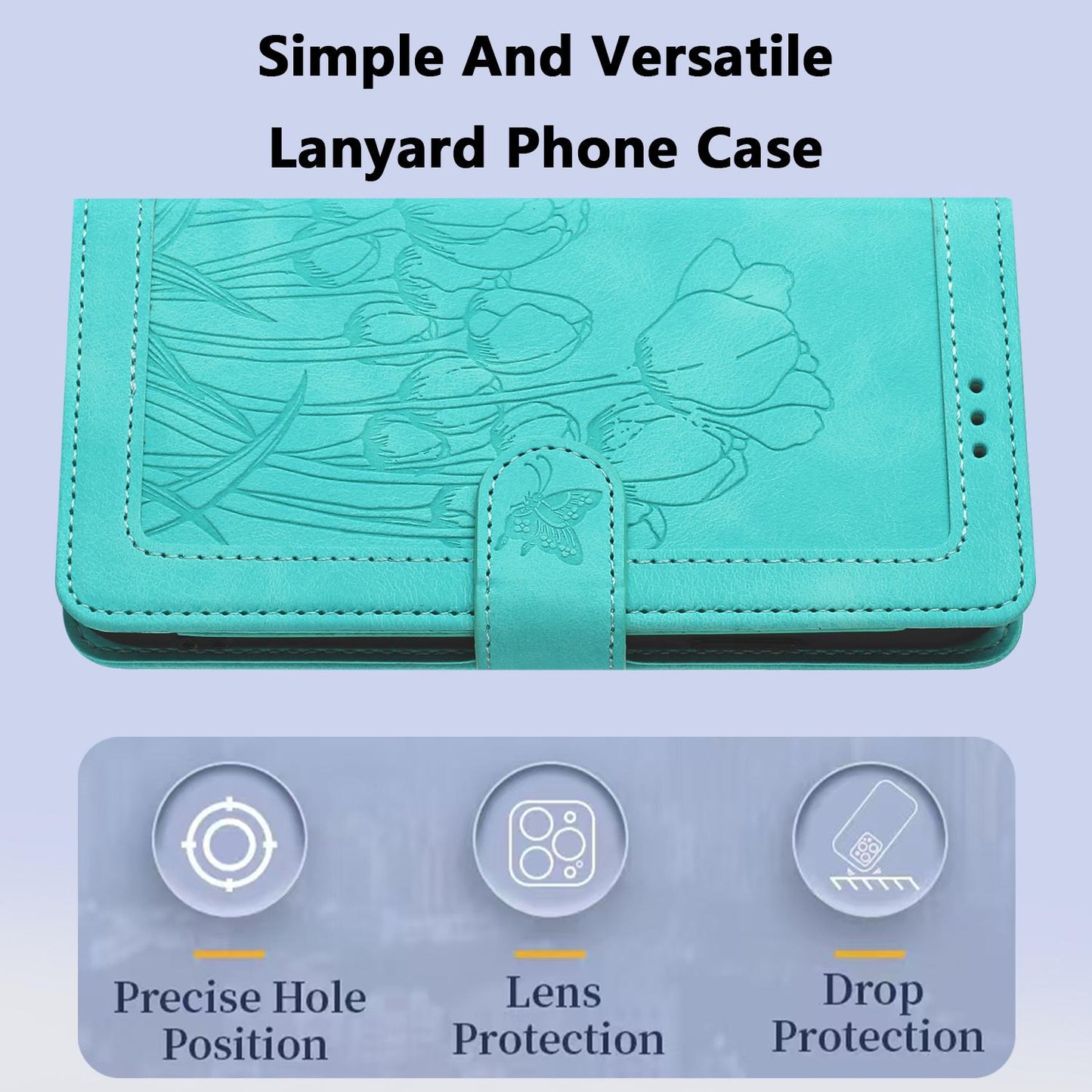 For Redmi 17 5G / 4G Global 170mm Tulips Embossed Leather Phone Case with Lanyard(Green)