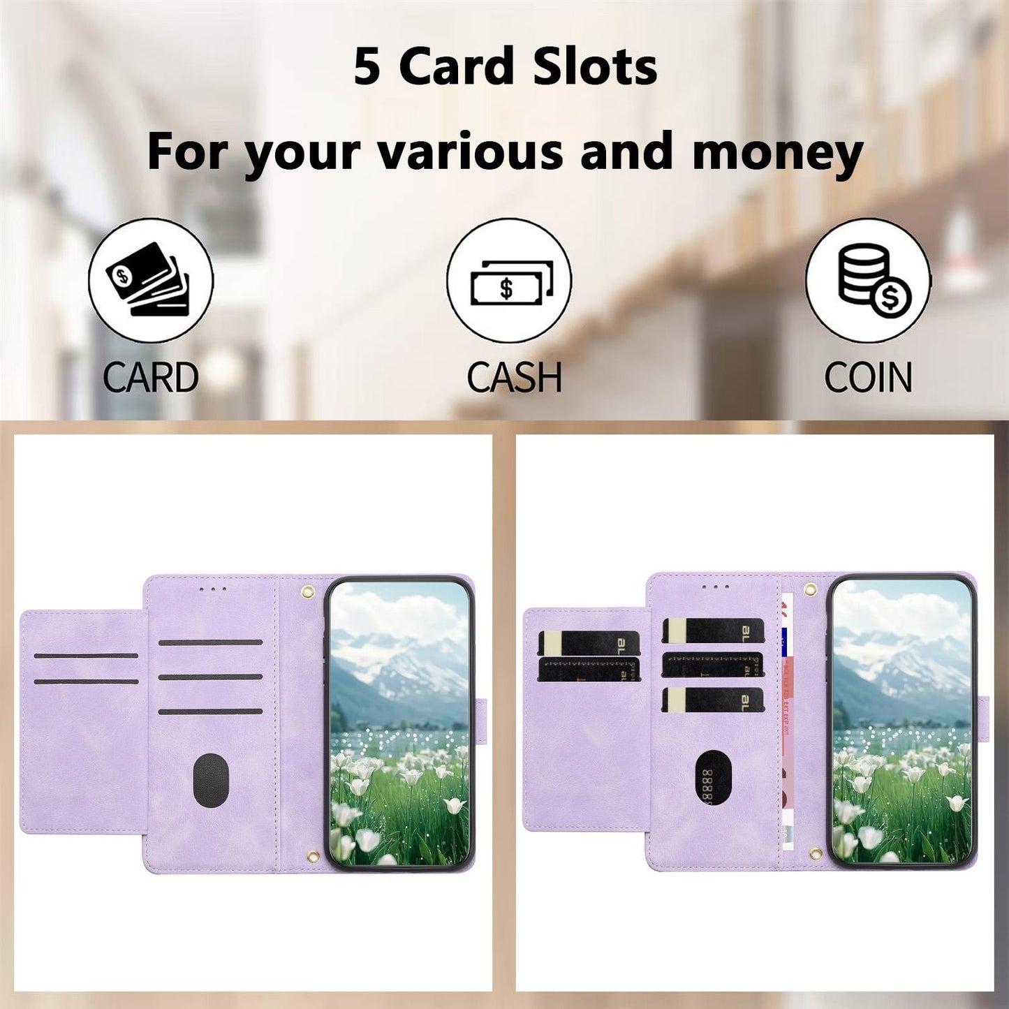 For Redmi 17 5G / 4G Global 170mm Tulips Embossed Leather Phone Case with Lanyard(Purple)
