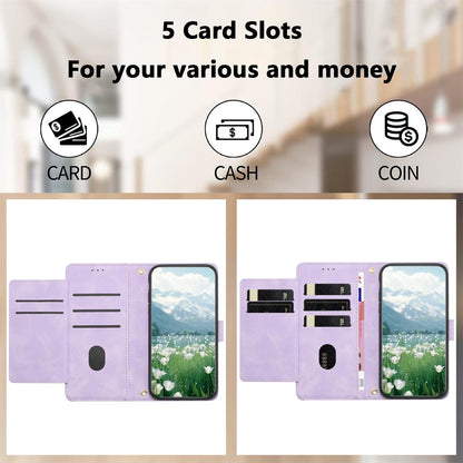 For Redmi 17 5G / 4G Global 170mm Tulips Embossed Leather Phone Case with Lanyard(Purple)