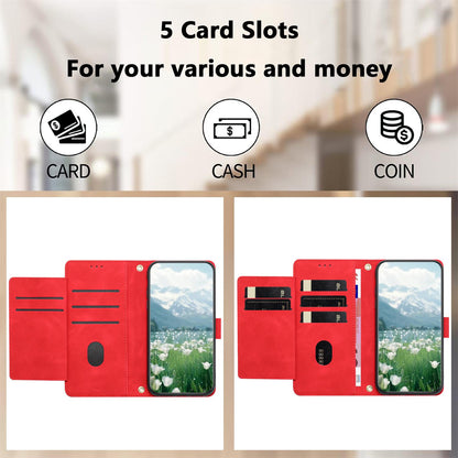 For Redmi 17 5G / 4G Global 170mm Tulips Embossed Leather Phone Case with Lanyard(Red)